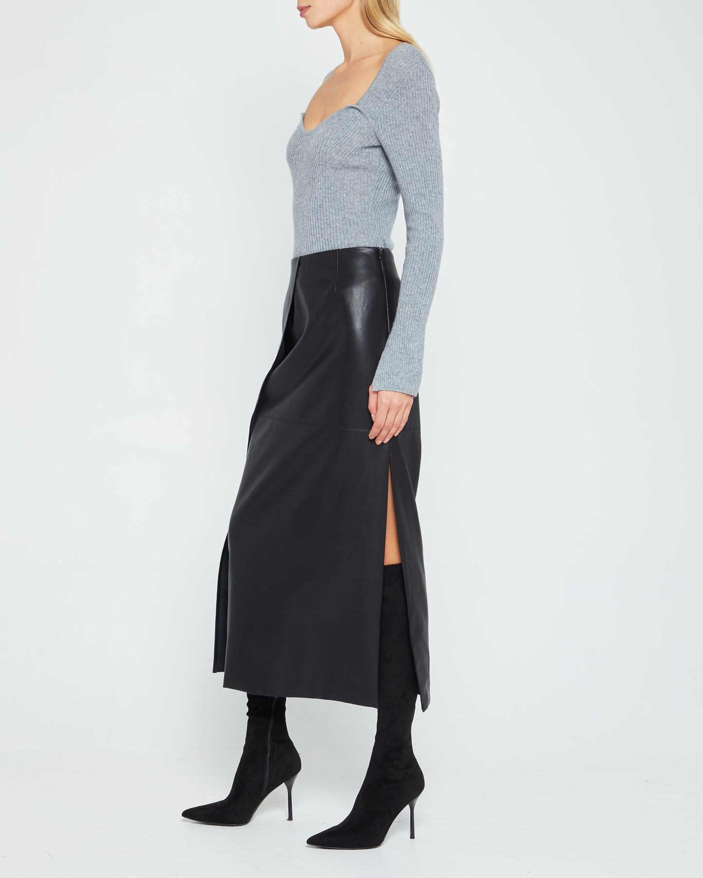 Isle Vegan Leather Midi Skirt